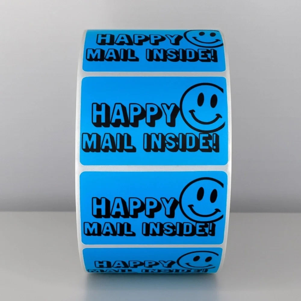 Happy Mail Inside Stickers | Smiley Face Labels for Cute Packaging & Shipping